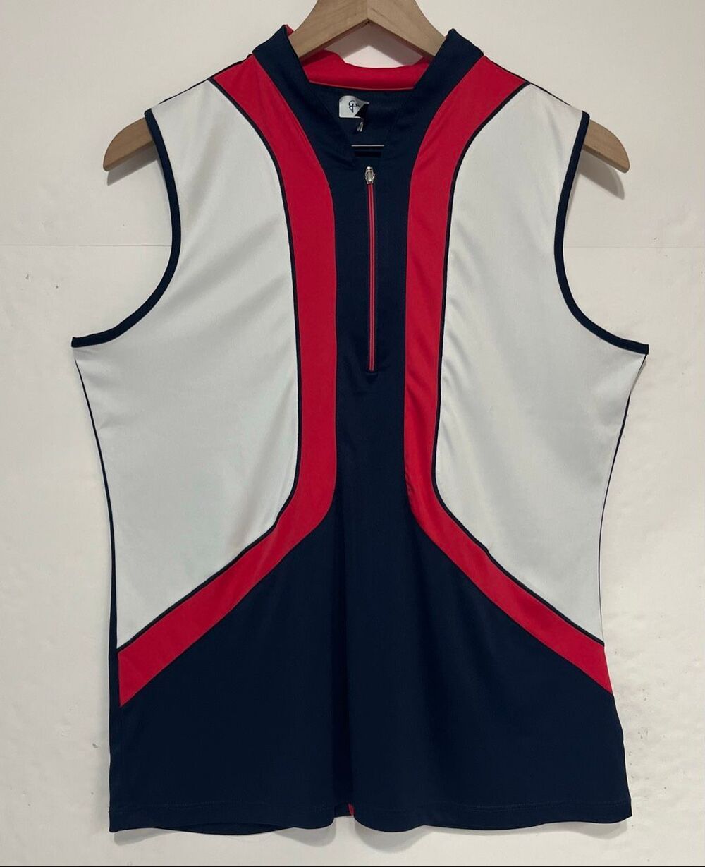 Greg Norman Color Block Sleeveless Golf Top   Size M